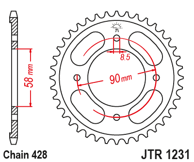 Řetězová rozeta JT JTR 1231-36 36 zubů, 428
