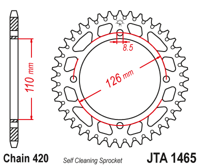 Hliníková řetězová rozeta JT JTA 1465-47BLK 47 zubů, 420 černá