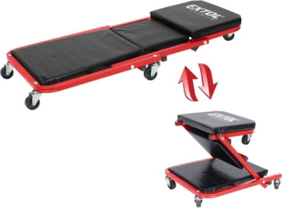 EXTOL PREMIUM 8863302 lehátko/sedák 2v1, montážní pojízdné, rozloženo 91x41x12cm, až 150/120kg