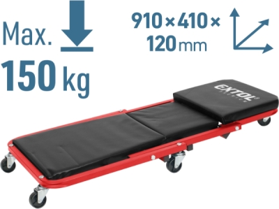 EXTOL PREMIUM 8863302 lehátko/sedák 2v1, montážní pojízdné, rozloženo 91x41x12cm, až 150/120kg