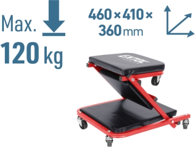 EXTOL PREMIUM 8863302 lehátko/sedák 2v1, montážní pojízdné, rozloženo 91x41x12cm, až 150/120kg