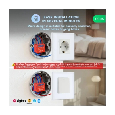 Nous B5Z ZigBee MINI Smart spínací modul (1 kanál, měření spotřeby)