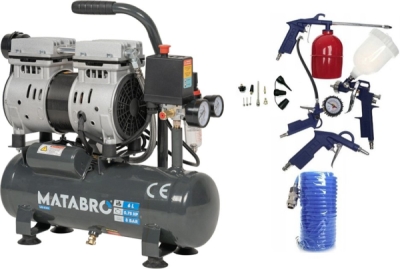 AKČNÍ SET SETMB-K201, Bezolejový kompresor 6l, 230V, 2 písty s příslušenstvím | 550W | Matabro