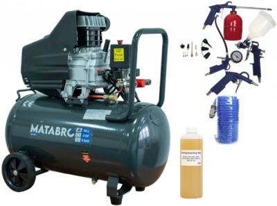 AKČNÍ SET SETMB-K104, Olejový kompresor 50l, 230V s příslušenstvím | 2800W | Matabro