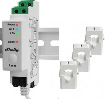 Shelly Pro 3EM + 3x 120A svorky - měření spotřeby (LAN, WiFi, Bluetooth)