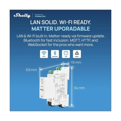 Shelly Pro 3EM v2 + 3x 120A svorky - měření spotřeby (LAN, WiFi, Bluetooth)