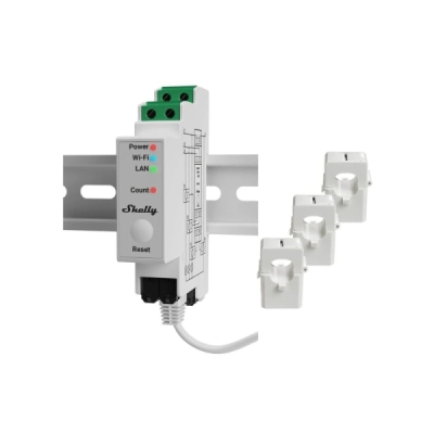 Shelly Pro 3EM v2 + 3x 120A svorky - měření spotřeby (LAN, WiFi, Bluetooth)