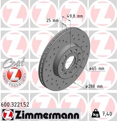 Brzdový kotouč ZIMMERMANN 600.3221.52