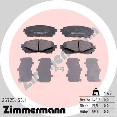 Sada brzdových destiček, kotoučová brzda ZIMMERMANN 25725.155.1