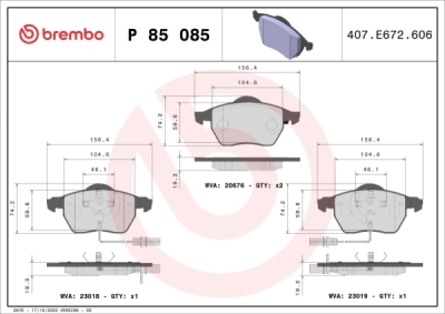 Sada brzdových destiček, kotoučová brzda BREMBO DIRECTIONAL BRAKE
