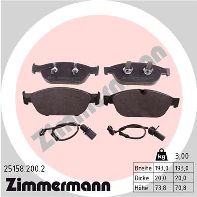 Sada brzdových destiček, kotoučová brzda ZIMMERMANN 25158.200.2