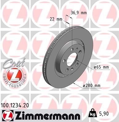 Brzdový kotouč ZIMMERMANN 100.1234.20