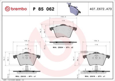 Sada brzdových destiček, kotoučová brzda BREMBO DIRECTIONAL BRAKE