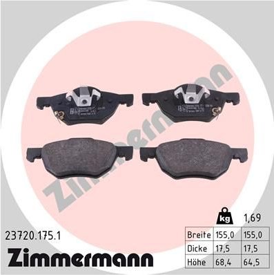 Sada brzdových destiček, kotoučová brzda ZIMMERMANN 23720.175.1