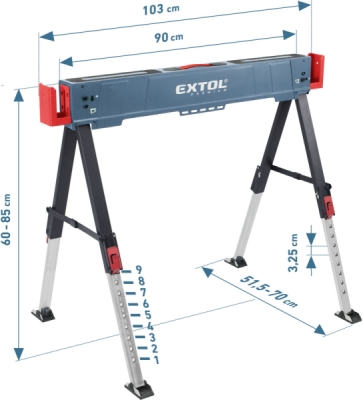 EXTOL PREMIUM 8859999 Koza stavební skládací 1kus, nosnost 550kg, výška 60-85cm