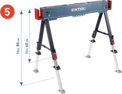 EXTOL PREMIUM 8859999 Koza stavební skládací 1kus, nosnost 550kg, výška 60-85cm