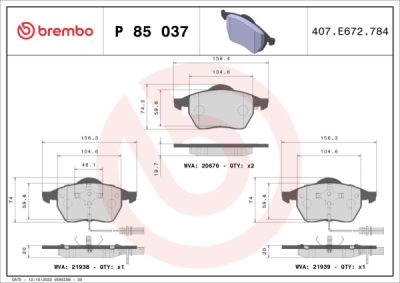 Sada brzdových destiček, kotoučová brzda BREMBO DIRECTIONAL BRAKE