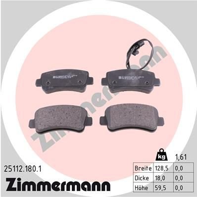Sada brzdových destiček, kotoučová brzda ZIMMERMANN 25112.180.1