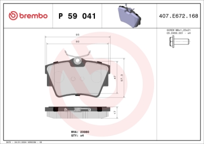 Sada brzdových destiček, kotoučová brzda BREMBO P 59 041