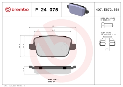 Sada brzdových destiček, kotoučová brzda BREMBO P 24 075