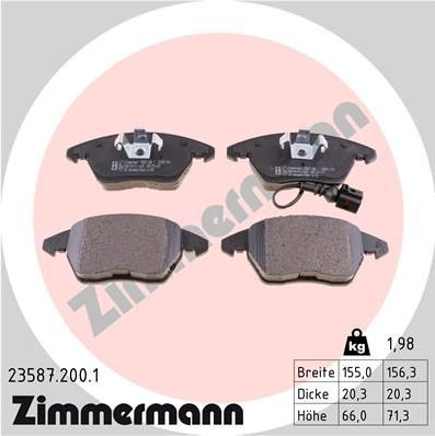 Sada brzdových destiček, kotoučová brzda ZIMMERMANN 23587.200.1