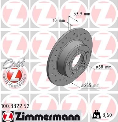 Brzdový kotouč ZIMMERMANN 100.3322.52 - bazar