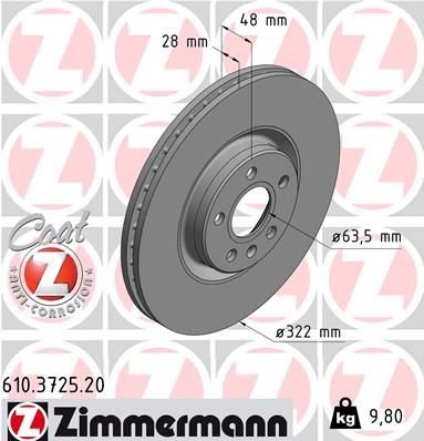 Brzdový kotouč ZIMMERMANN 610.3725.20 - bazar