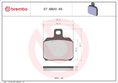 Brzdové destičky BREMBO 07BB2065 GENUINE