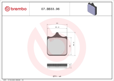 Brzdové destičky BREMBO 07BB3396 GENUINE