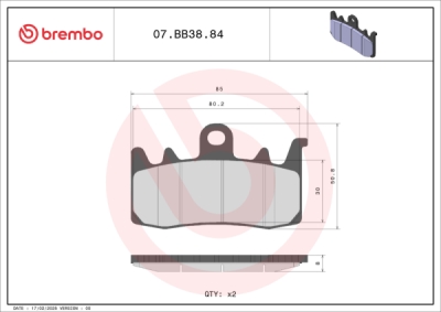 Brzdové destičky BREMBO 07BB3884 GENUINE