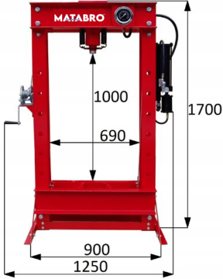 Matabro MB-P50TAH, Hydraulický lis 50 t - hydraulicko-pneumatická pumpa