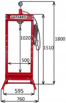 Matabro MB-P20TAH, Hydraulický lis 20t - hydraulicko-pneumatická pumpa
