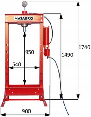 Matabro MB-P30TAH, Hydraulicko-pneumatický lis 30t s posuvným pístem