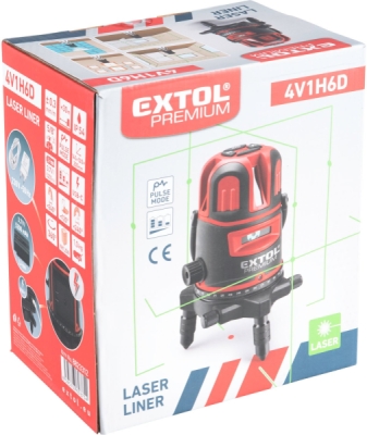 EXTOL PREMIUM laser zelený liniový, křížový samonivelační, 1H x 4V (+6D) - 8823312