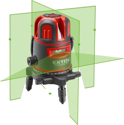 EXTOL PREMIUM laser zelený liniový, křížový samonivelační, 1H x 4V (+6D) - 8823312