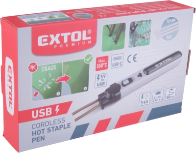 EXTOL PREMIUM svářečka sponkovací na plasty aku, USB nabíjení - 8891505