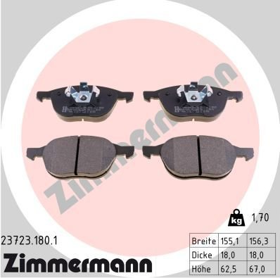 Sada brzdových destiček, kotoučová brzda ZIMMERMANN 23723.180.1
