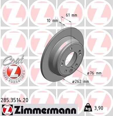 Brzdový kotouč ZIMMERMANN COAT Z 285.3514.20