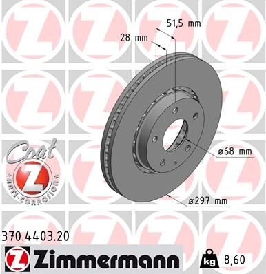 Brzdový kotouč ZIMMERMANN COAT Z 370.4403.20