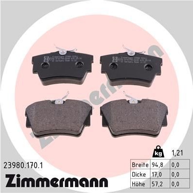 Sada brzdových destiček, kotoučová brzda ZIMMERMANN 23980.170.1