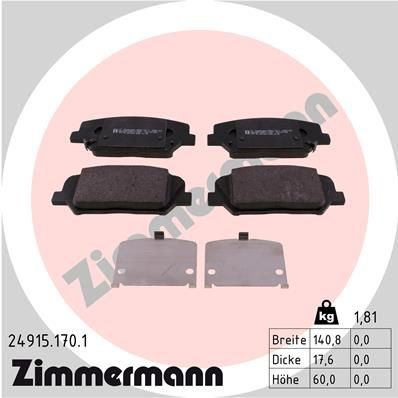 Sada brzdových destiček, kotoučová brzda ZIMMERMANN 24915.170.1