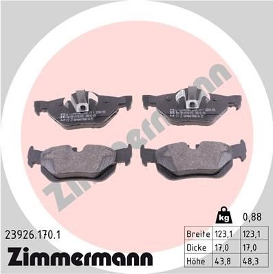 Sada brzdových destiček, kotoučová brzda ZIMMERMANN 23926.170.1