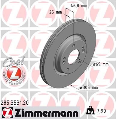 Brzdový kotouč ZIMMERMANN COAT Z 285.3531.20