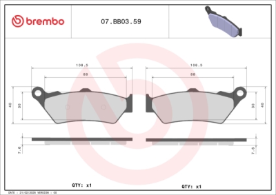 Brzdové destičky BREMBO 07BB0359 GENUINE