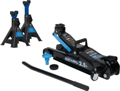 AKČNÍ SET Hydraulický nízkoprofilový zvedák (hever) 2,5t MB-LPJB-LITE s podpěrami 3t MB-JS3T