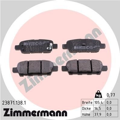 Bzdové destičky Zimmermann 23871 zadní