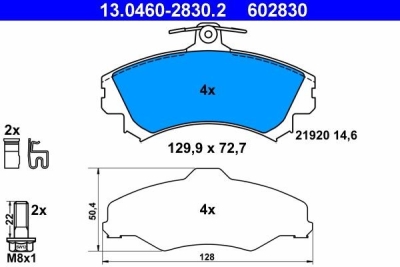 Sada brzdových destiček, kotoučová brzda ATE 13.0460-2830.2