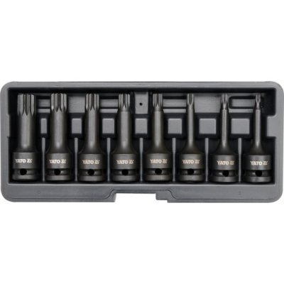 Sada hlavic 1/2" YATO SPLINE průmyslových, 8 kusů