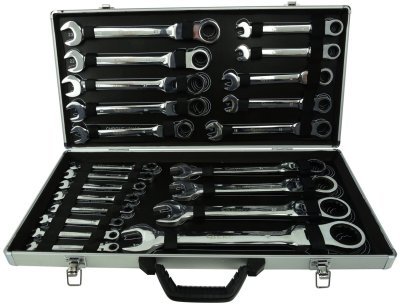 Očkoploché kloubové klíče s ráčnou, 6 - 32 mm, sada 22 kusů, v kufříku GEKO G10342