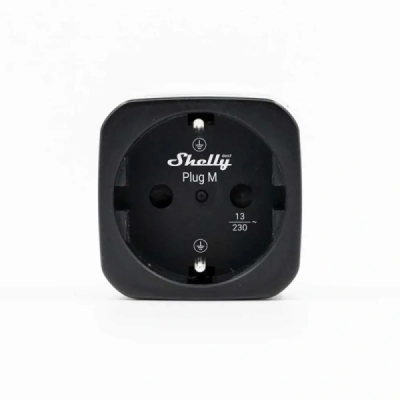 Shelly Plug M Gen3 Černá - inteligentní zásuvka s měřením spotřeby (WiFi, Bluetooth, Matter)